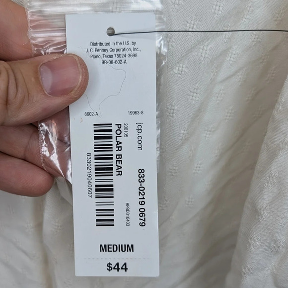 NWT Worthington Creamy White Button Neck  Long Sleeve Peasant Office Blouse M - Picture 4 of 9